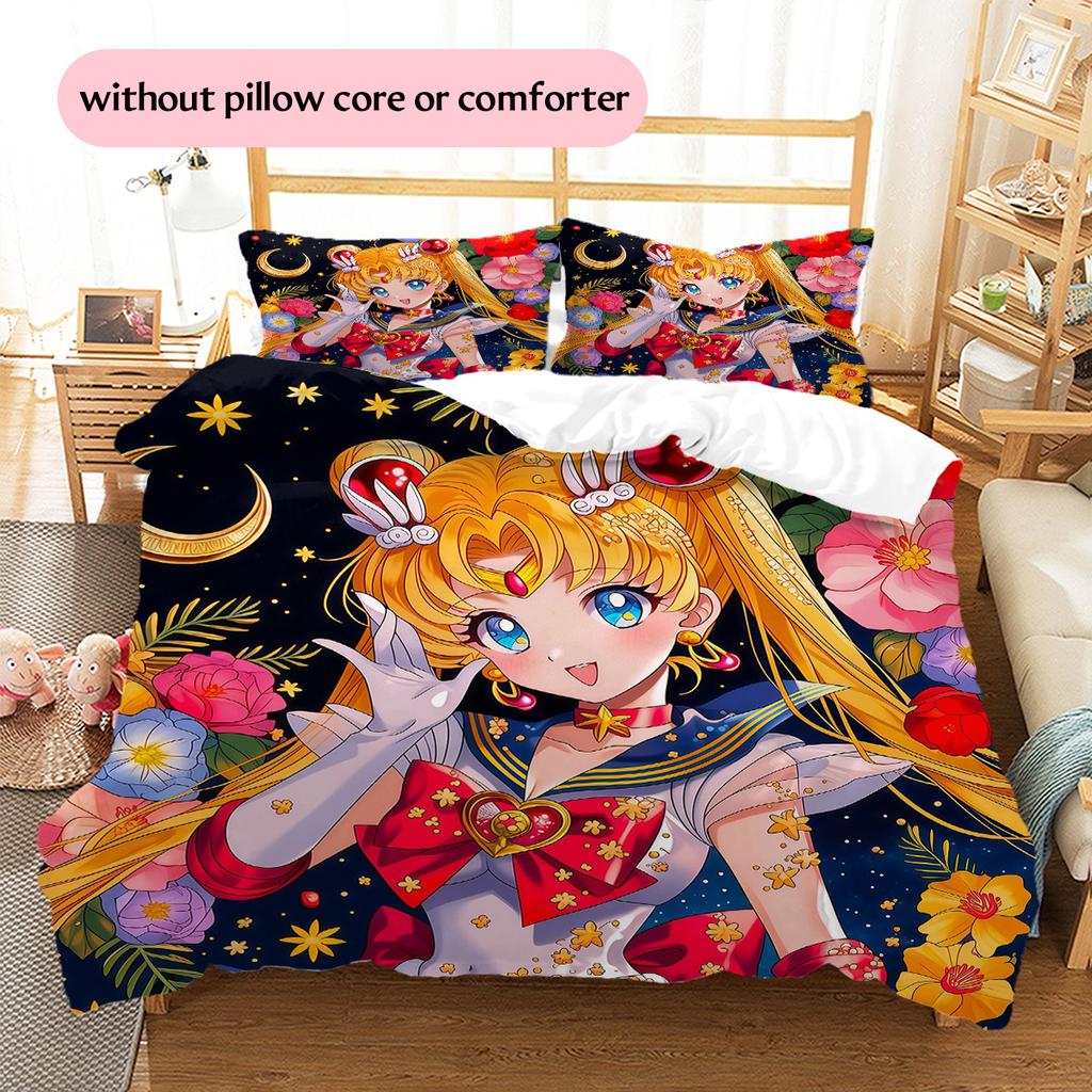 Set Copripiumino con Fantasia Sailor Moon2 Decorazione per la Casa Regalo (1 * copripiumino + 2 * federe senza imbottitura)