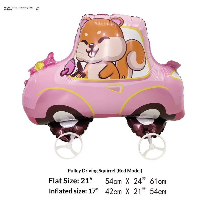 4D Cartoon Foil Balloons Elephant Stand Walking Balloon With Wheel For Kids Birthday Party Decoration Baby Shower