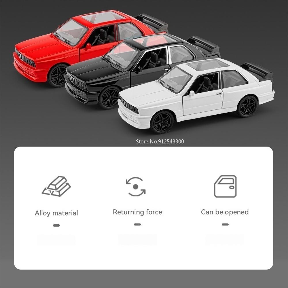 1:36 M3 Sports Car Model Toy Alloy Body Rubber Tires Miniature Cars Doors Opened Pull Back Vehicles Models Interactive Toys
