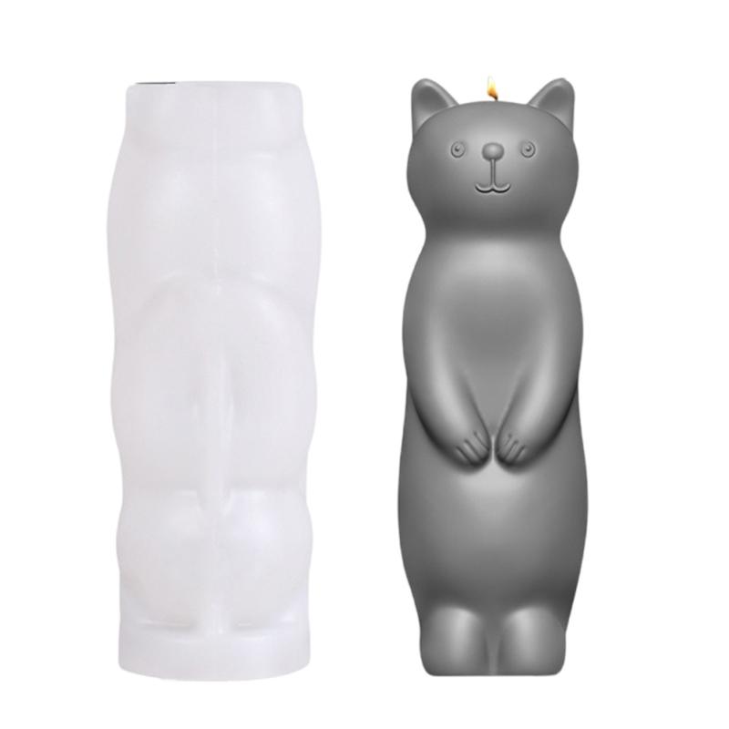 Lucky Cats Figurine Silicone Molds for Making Candle, Standing Cats Figurine Plaster Silicone Molds for Epoxy Resin 1