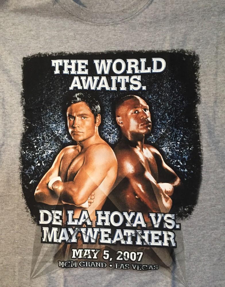 2XL Men s New Boxing Fight Oscar de la Hoya vs Floyd Mayweather T-Shirt Grey Unisex T-Shirt XXL