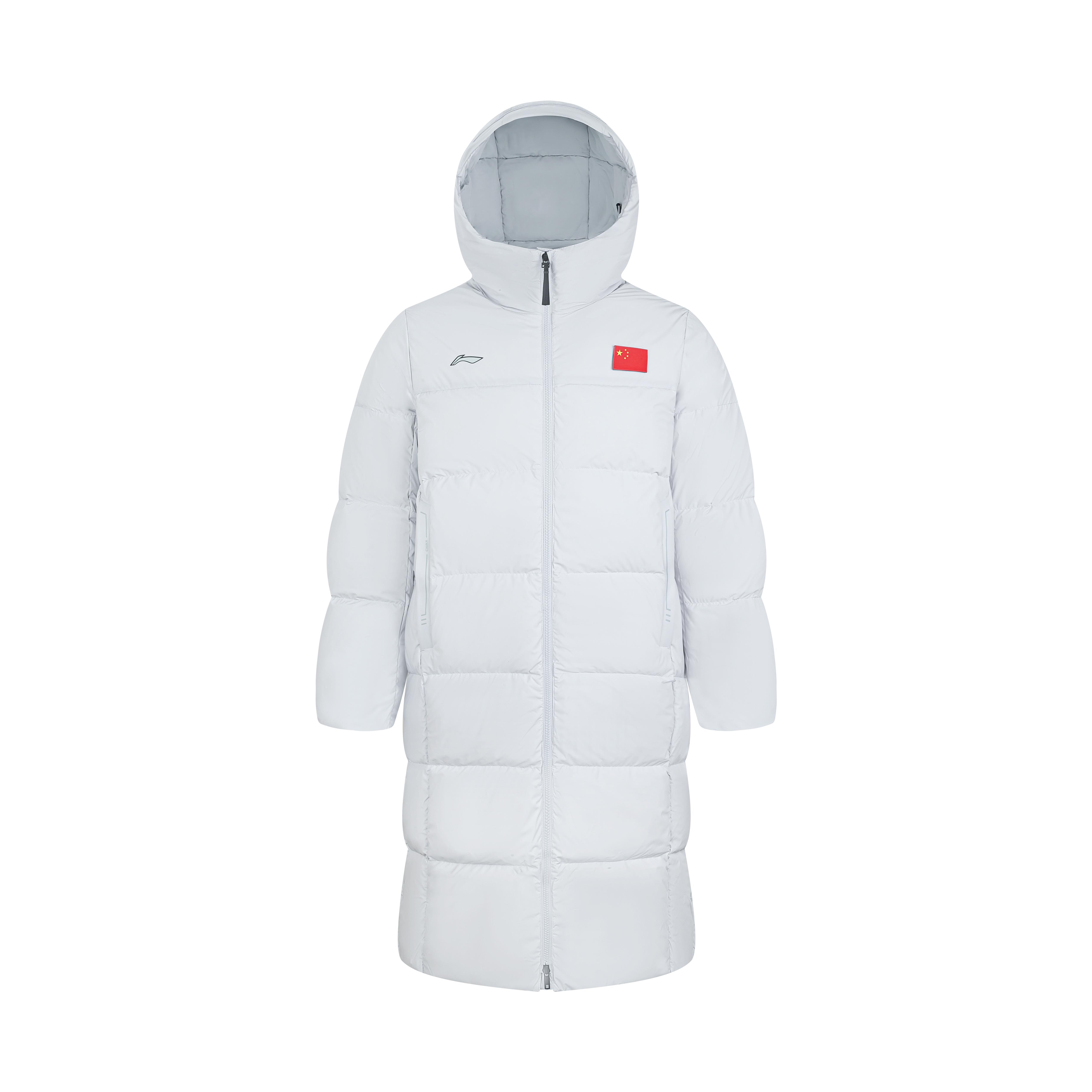 Пуховики Li Ning Унисекс Элегантные Серые С Капюшоном Утепленные AYMV101-2 L