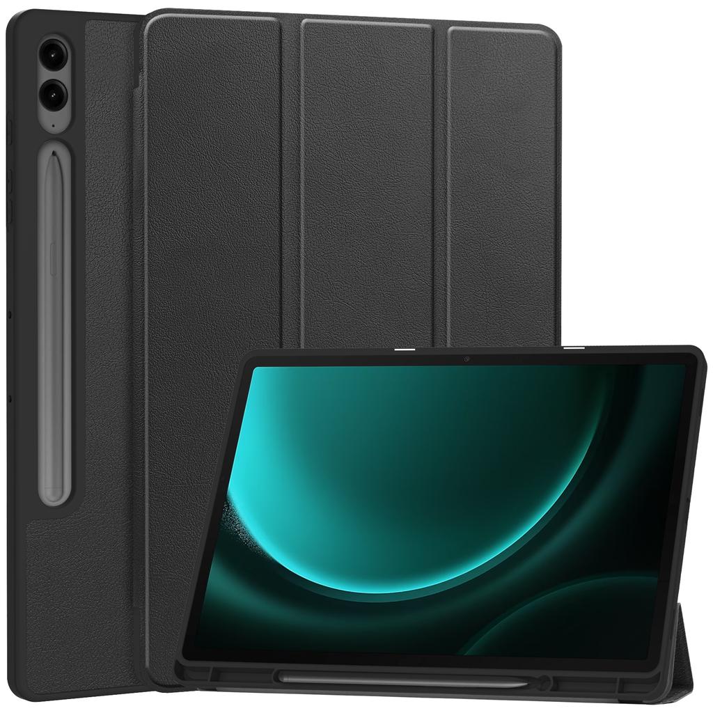 For Samsung Galaxy Tab S10+ Case PU Leather+TPU Trifold Stand Tablet Cover with Pencil Holder