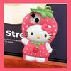 Custodia per telefono INS 3D Carina Fragola Hello Kitty Per iPhone 17 16 15 14 13 12 Pro Max 17Pro Air iPhone 11 Cover Morbida in Silicone