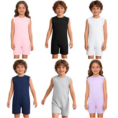 Tuta Adattiva Speciale per Bambini: Tuta Corta Bambino Girocollo Senza Maniche con Zip per Fitness Yoga