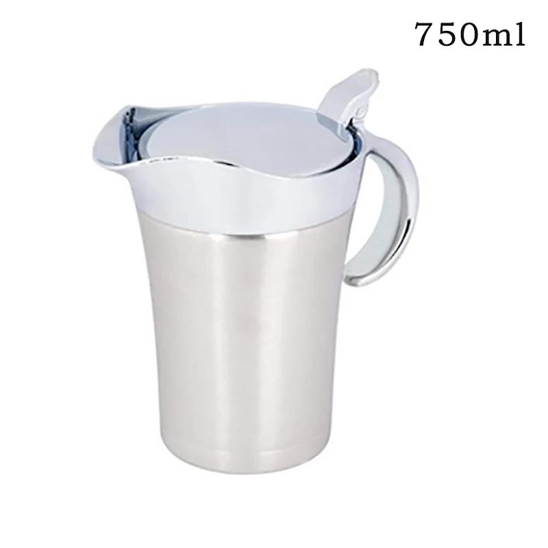 Gravy Jug Stainless Steel Double Insulated Steak Sauce Jug with Lid Portable Juice Tomato Sauce Jug Dining Table Seasoning Tools