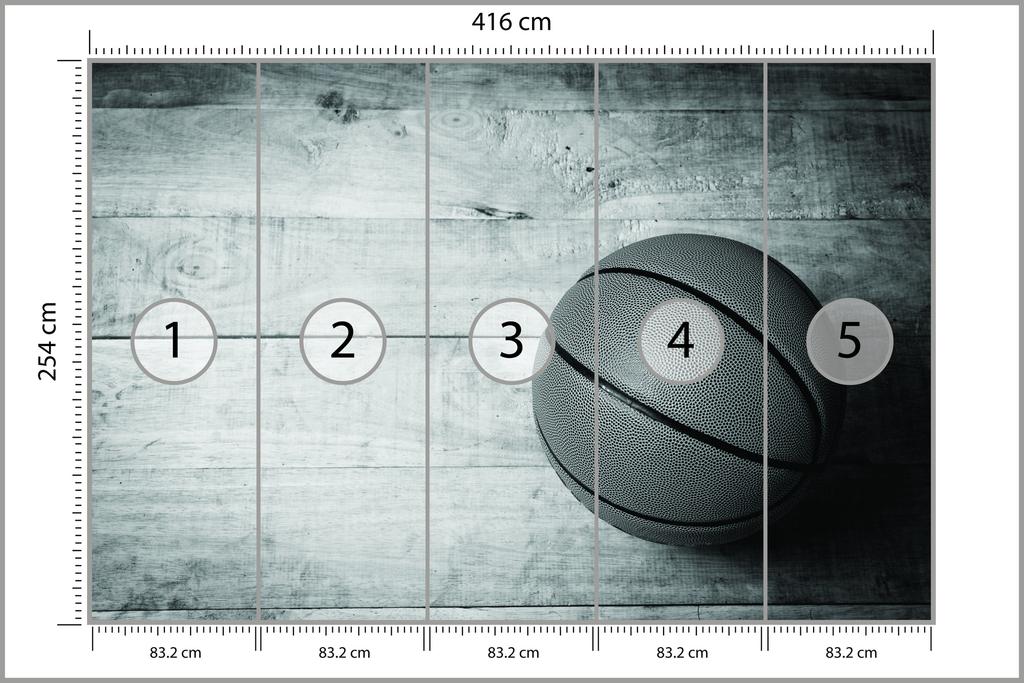 Photomural Basketball Ball On A Background Of Boards Smooth Vinyl 416x254
