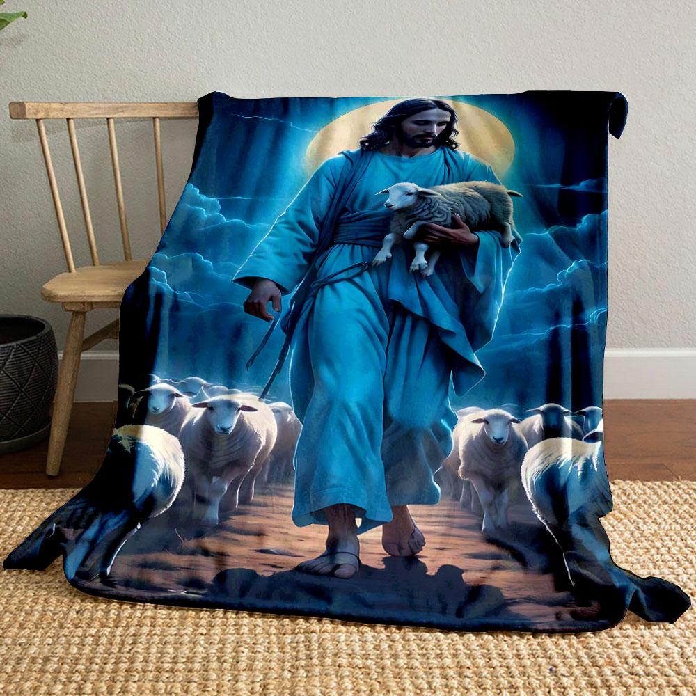 

Jesus Lamb Flock Printed Blanket Printed Blanket for Living Room Bed Couch lunch break Soft Cozy Blanket for Friend s festival Gift 80cm x 120cm