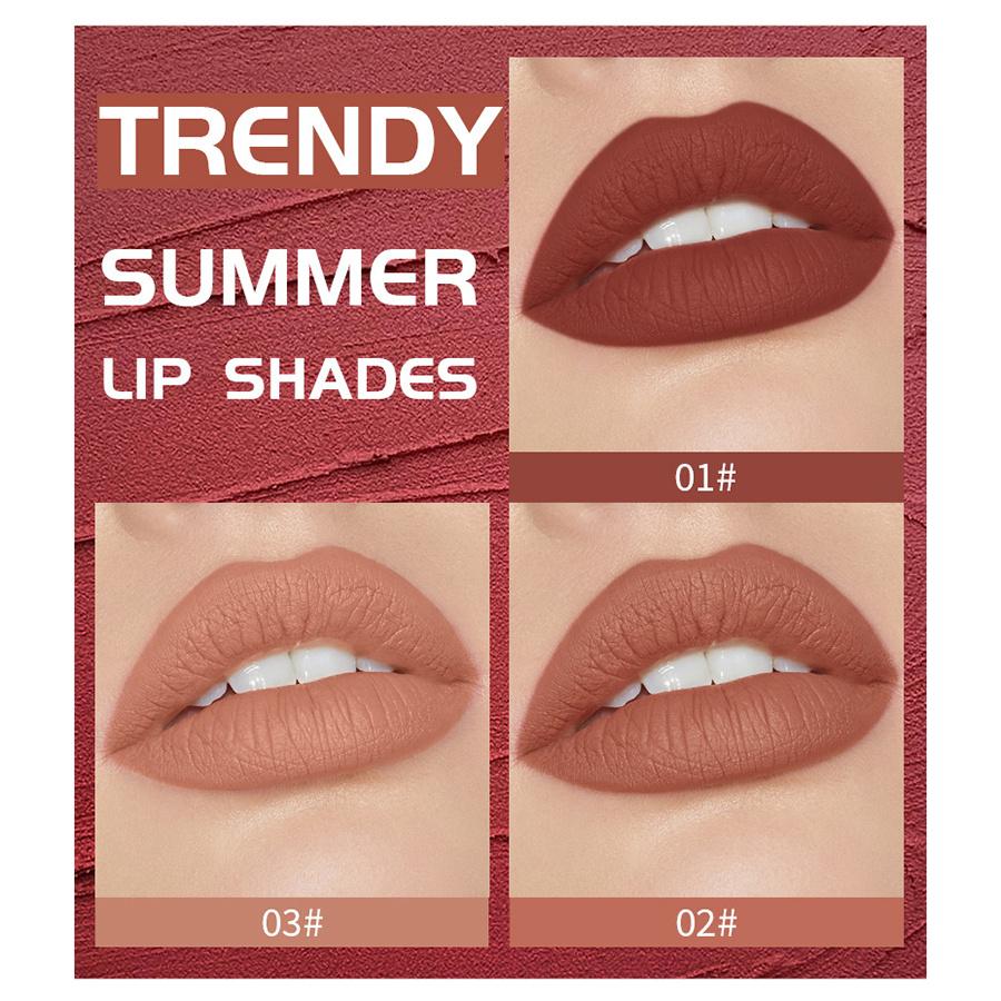 3Pcs/set Multi-color Matte Lip Gloss Non-stick Cup Long Lasting Lipstick Liquid Non-fading Lip Glaze Lip Gloss