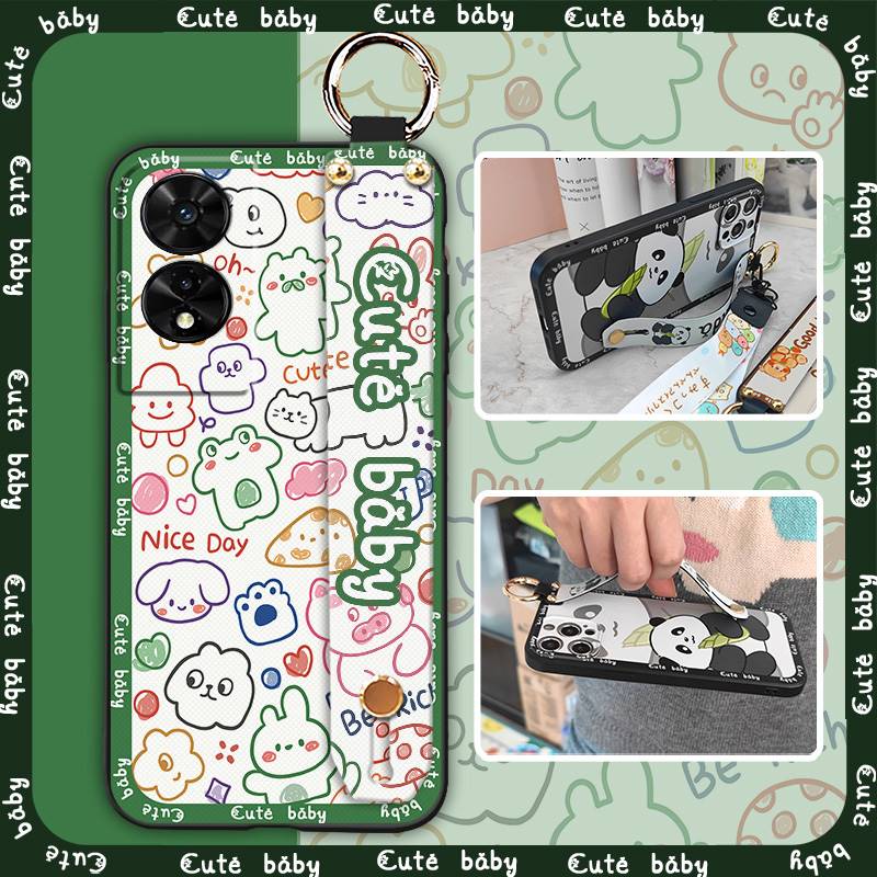 Weiche Hülle Stoßfeste Handyhülle Für TCL 505/T509K/T5094 Langlebiger Ständer Wasserdicht Trageband Cartoon Modisches Design Ring