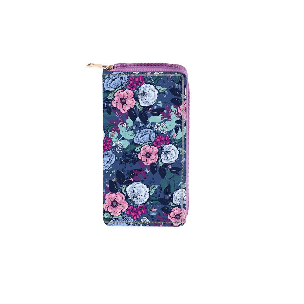 Ethnic Style Small Floral Long Zipper Wallet Flower Clutch Bag