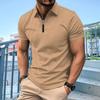 Men's Polo Shirt Zipper Solid Color Short Sleeved T-shirt