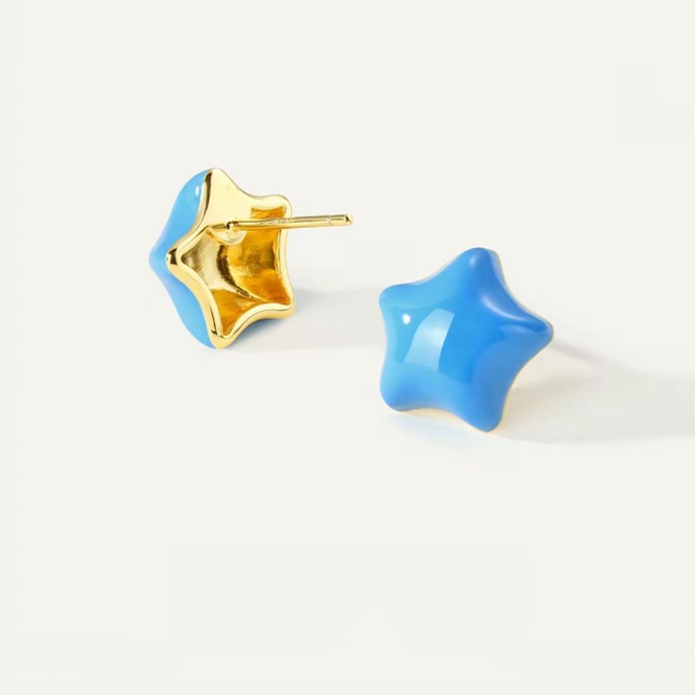 Versatile light luxury enamel earrings pentagram niche high-end star female stud earrings