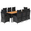 VidaXL 9-Piece Garden Dining Set with Cushions, Table and Chairs with Adjustable Backrest, Outdoor Furniture, 3213343