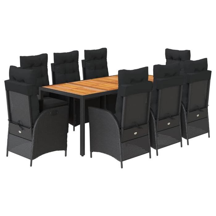 VidaXL 9-Piece Garden Dining Set with Cushions, Table and Chairs with Adjustable Backrest, Outdoor Furniture, 3213343