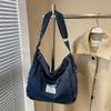 Fashion Sewing Thread Denim Crossbody Bags Zipper Multi-pocket Denim Bag Large Capacity Versatile Commuting Bag Youth Women