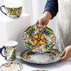 European-style Creative Hand-painted Ceramic Tableware Irregular Western Food Plate Fashion Household Plate Bowl Set Steak Plate