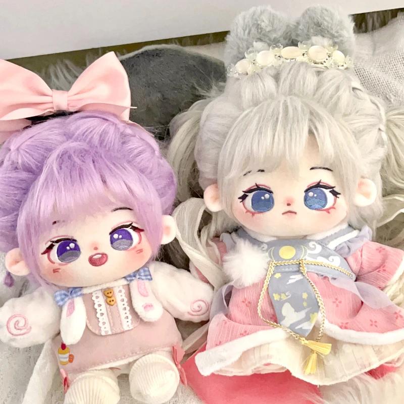 20cm Roztomilá Fialovlasá Bavlněná Panenka Kawaii Nahá Panenka Oblečení Cosplay Anime Figurka Plyšák Oblek Plyšová Hračka Dívčí Dárek k Narozeninám
