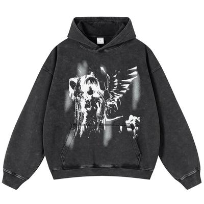 Streetwearová mikina s kapucňou s dlhým rukávom, japonská anime, s kapucňou v čiernej farbe pre dievčatá s motívom anime