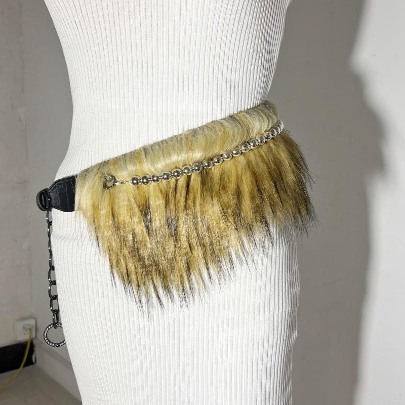 

New Fluffy Belt, Fluffy Wide Belt, Riveted Punk Millennium Spice Girl Belt, Subculture Light Waist Strap 105cm