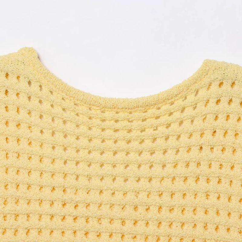 Araltay New Arrival Fashion Style Women's Clothing Fashion All-Match Minimalist Decorated Tassel Plaid Knitting Tops 4331027