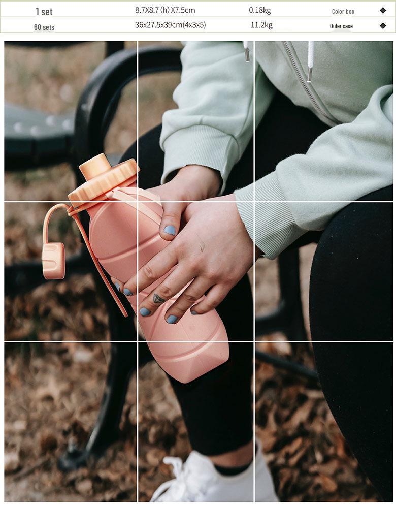 Silicone Folding Water Cup - Portable Diamond Design, Large Capacity Sports Cycling Bottle