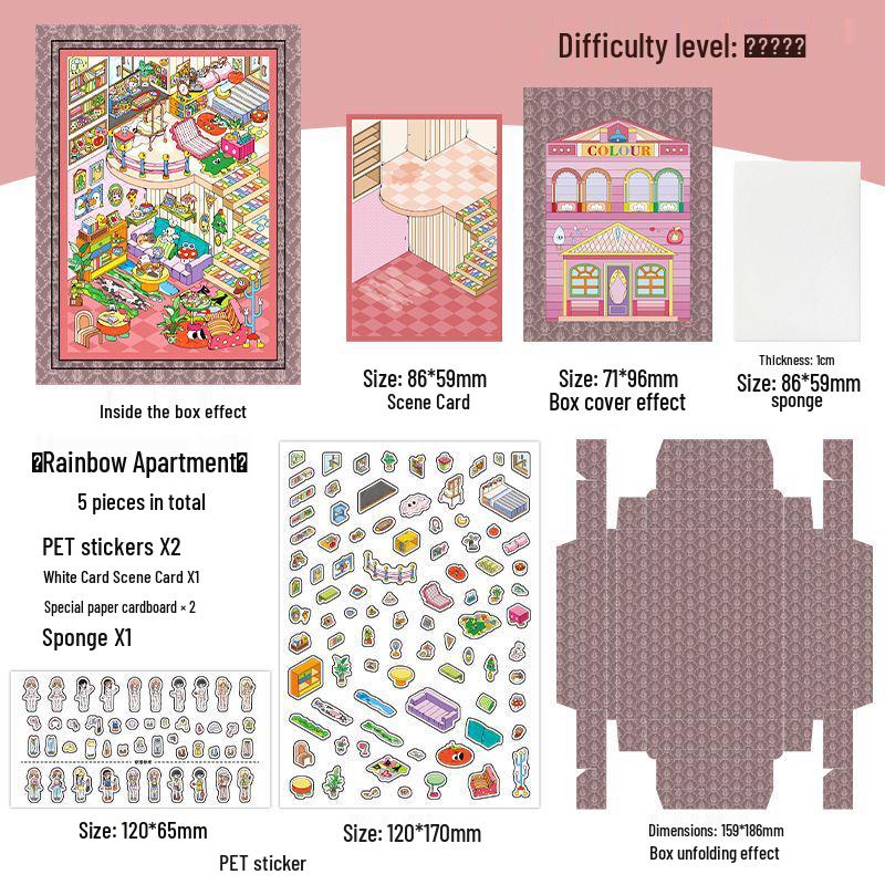 Infeel.Me My Little House 3D Scenery Stickers - Miniature Two-Layer Quiet Book Series