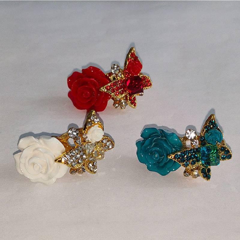 5 Color Women Rose Ring Fashion Exquisite Retro Butterfly Accessories Decorative