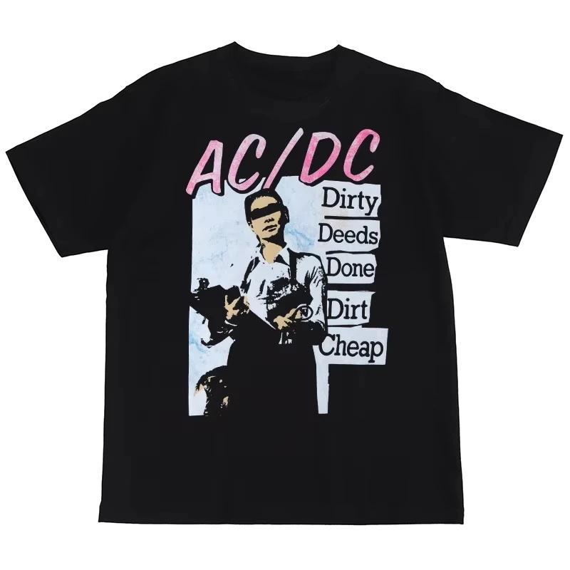 

Летняя модная тенденция 2025 года, новая футболка с коротким рукавом из хлопка с принтом в стиле хип-хоп, панк, Nirvana, ACDC American Street S