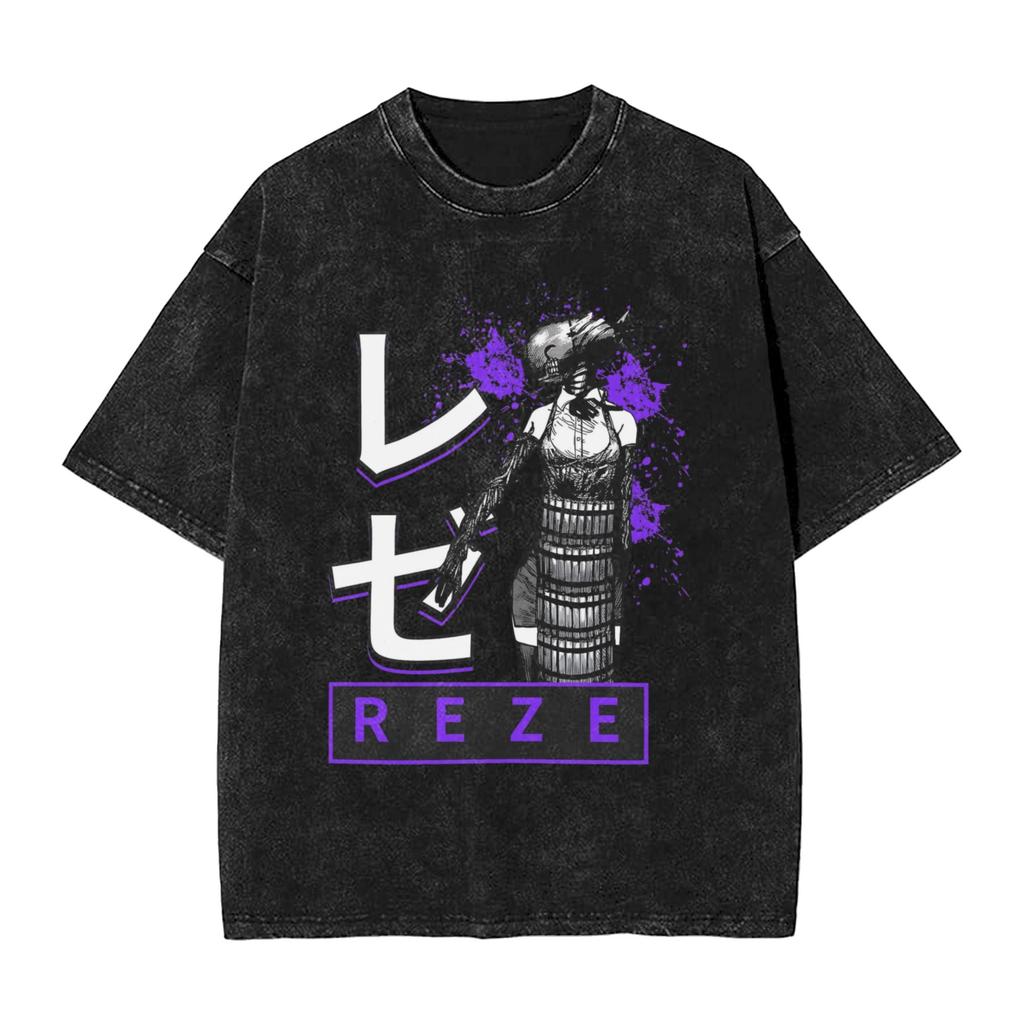 Japanese Reze Chainsaw Man Anime T Shirt Beach Vintage T Shirts Cotton Trending Tshirt for Men Short Sleeve Design Tees