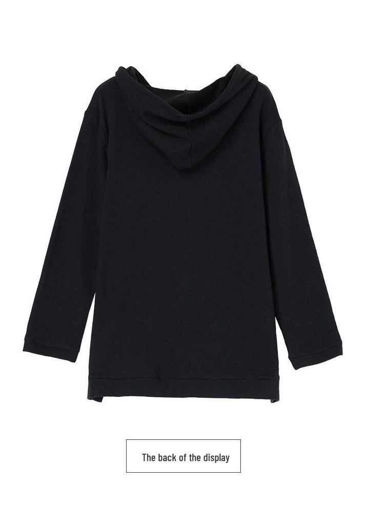 Women's Mid-Length Velvet Hoodie - Plus Size, Slimming, Buttocks-Covering, Suitable for Spring, Autumn, Winter
