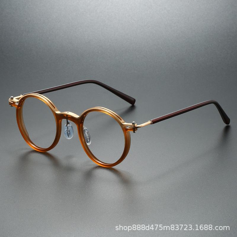 2025 New Retro Fashion Reading Mirror Men's Classic Round Frame Punk Metal Anti Blue Light Presbyopia Glasses