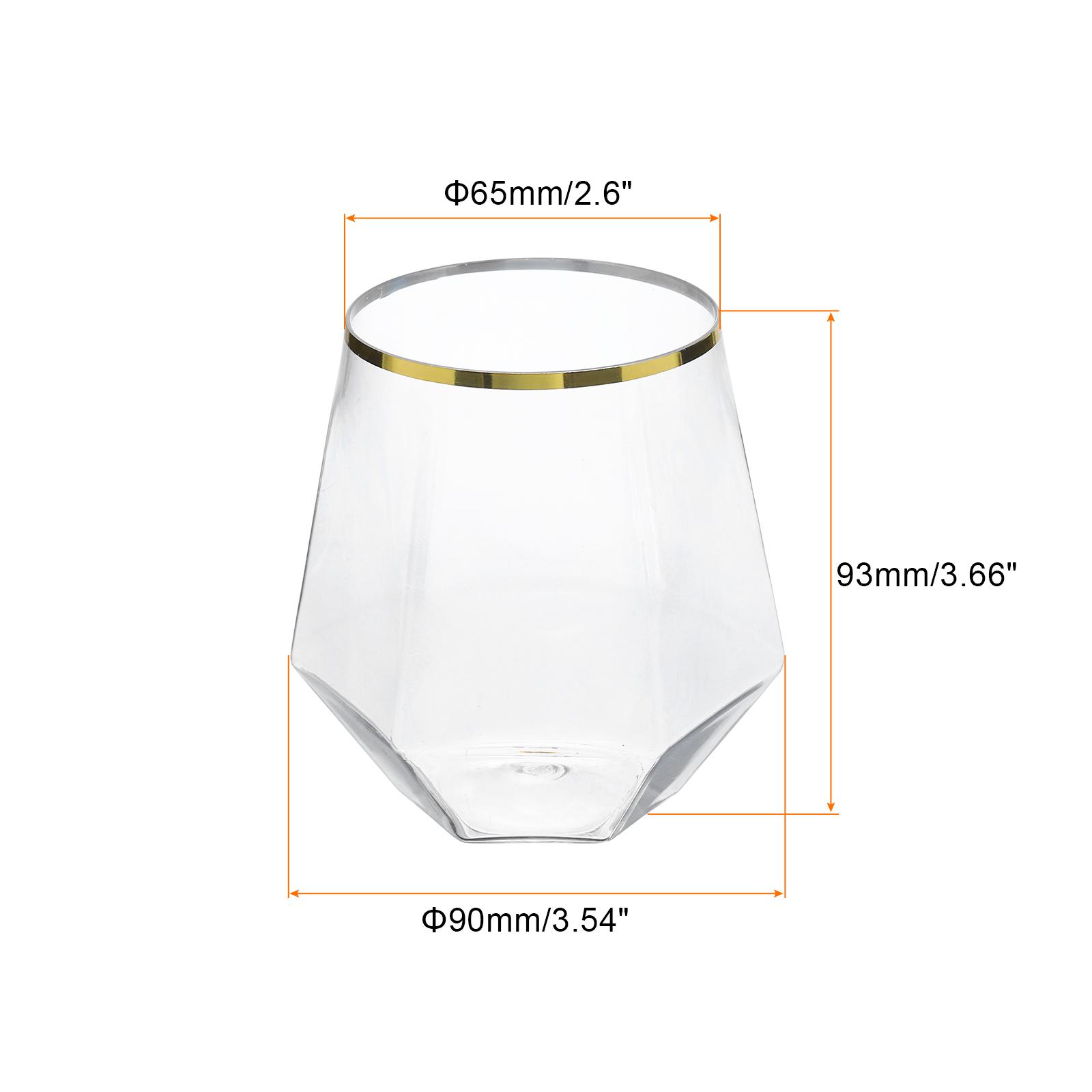 

1/2/4pcs Wine Glasses 12oz PET with Gold Trim Diamond Drinking Glasses Stemless for Wine Glasses Red White Wine Bachelor Parties Gold Trim