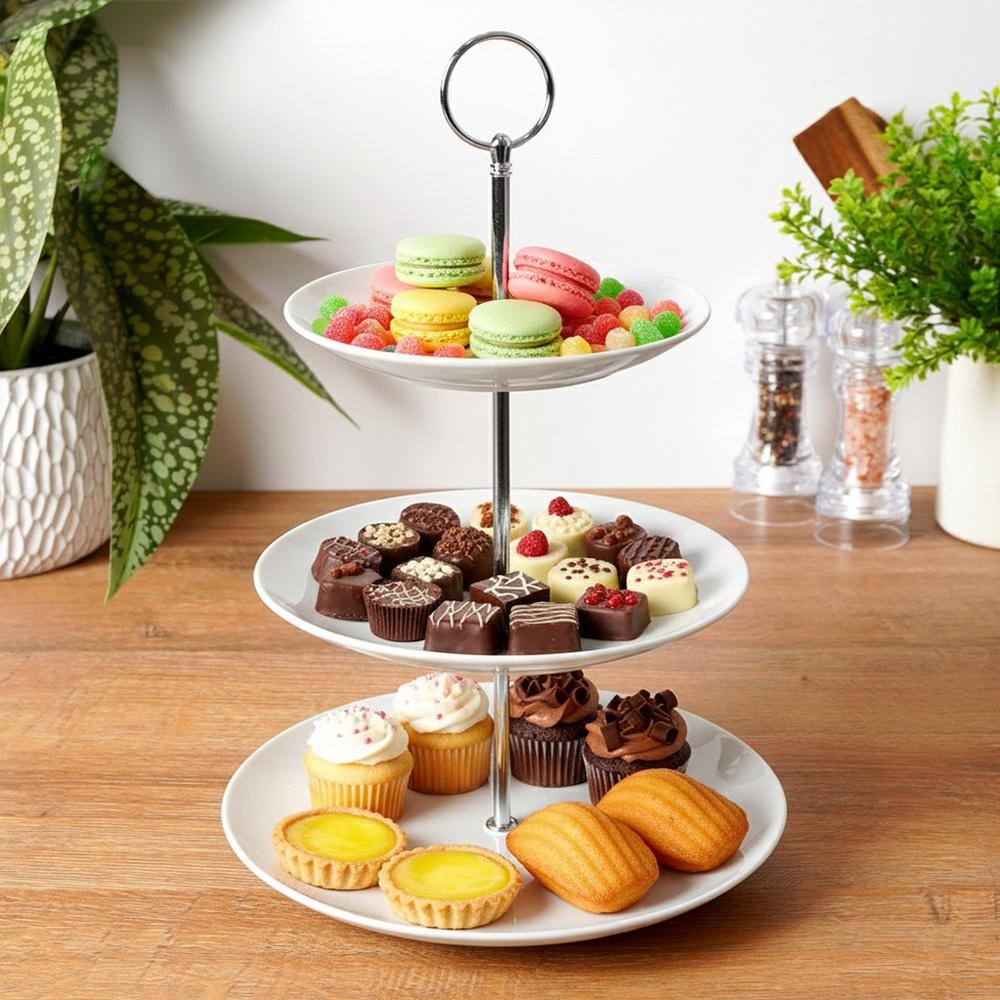 Patera 3-piętrowa Poziomowa Taca na Ciasto Ciastka Owoce Przekąski Desery