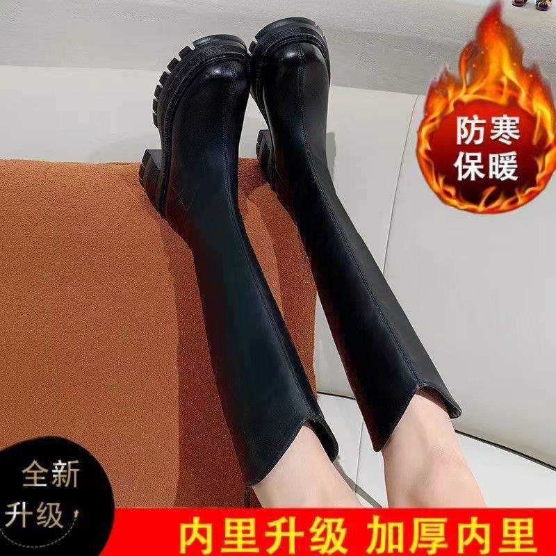 Stiefel Damenstiefel Herbst und Winter 2025 Neu V-Ausschnitt hochhackig dicksohlig dünn und hoch, aber Knie-Ritter dünne Stiefel