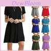 Stilvolles Damen Sommer Tunika T-Shirt Kleid Mit Kurzen Ärmeln Und Unifarben