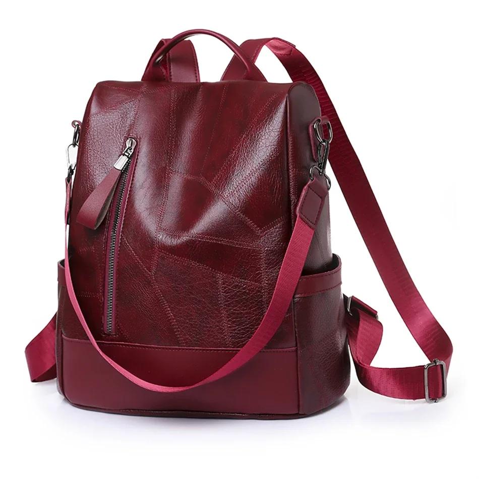 College Women Backpack Designer Soft Leather Vintage Packbag Female Travel Back Pack School Bags for Teenage Girls Shoulder Bag