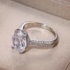 Ny Silverfärg Delikat Oval Cubic Zircon Stone Kvinnor Brudring för bröllop Förlovningsfest Bästa presenten till frun Klassiska ringar