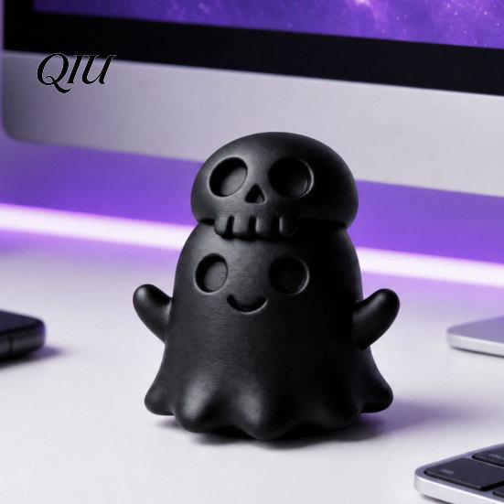 Skull Ghost Decor 3D Printed Figurine, Spooky Gothic Statue, Mini Cartoon Ornament for Table Centerpiece Shelf Desk Halloween