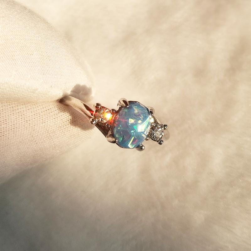 European & American Style Gemstone Diamond-Set Ring, Women's Fashion Jewelry