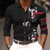 Trendy Geometric Print Long-sleeve Polo Shirt, Ideal for Casual Daily Outfits.