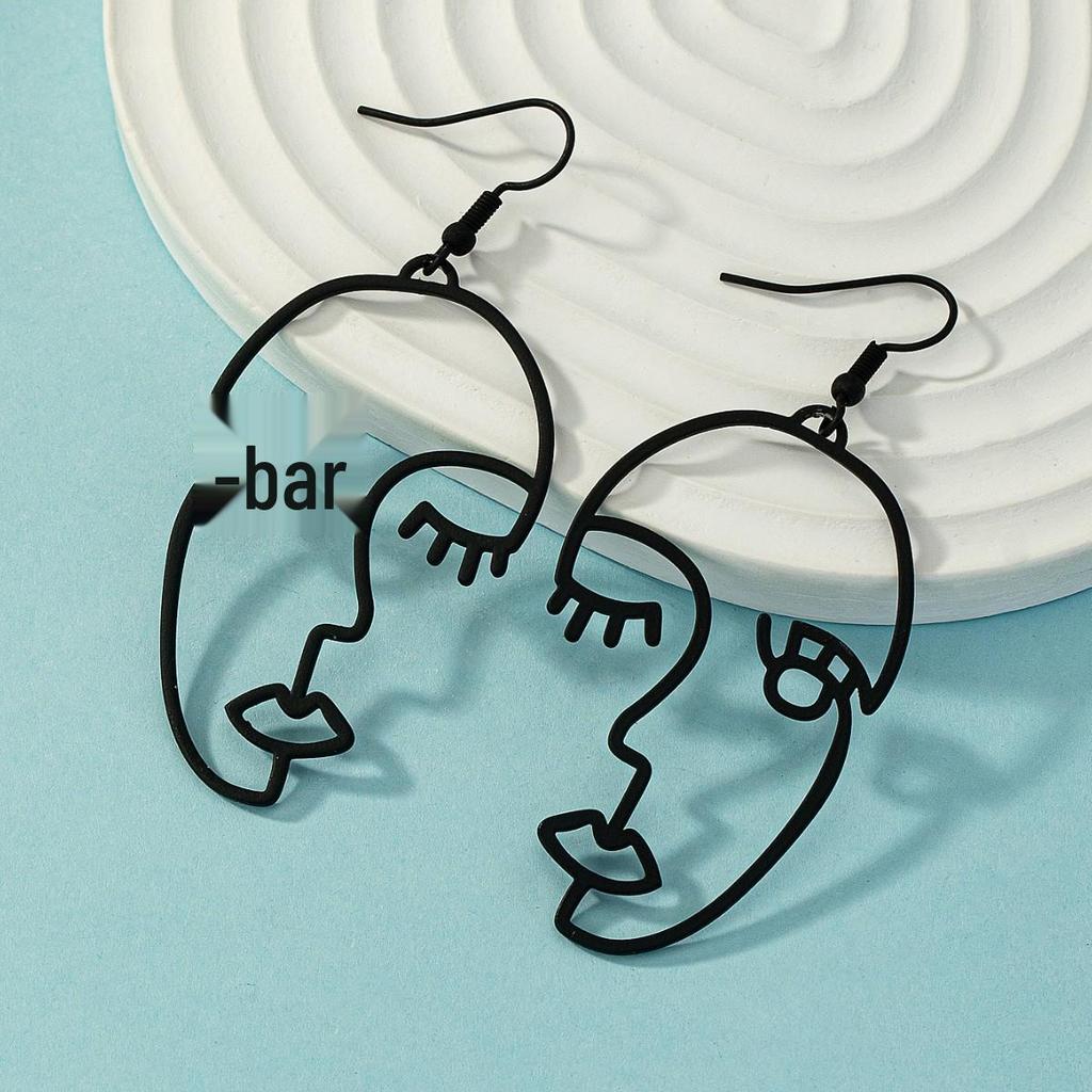 Trendy Abstract Black Long Dangle Earrings: European & American Style for Women