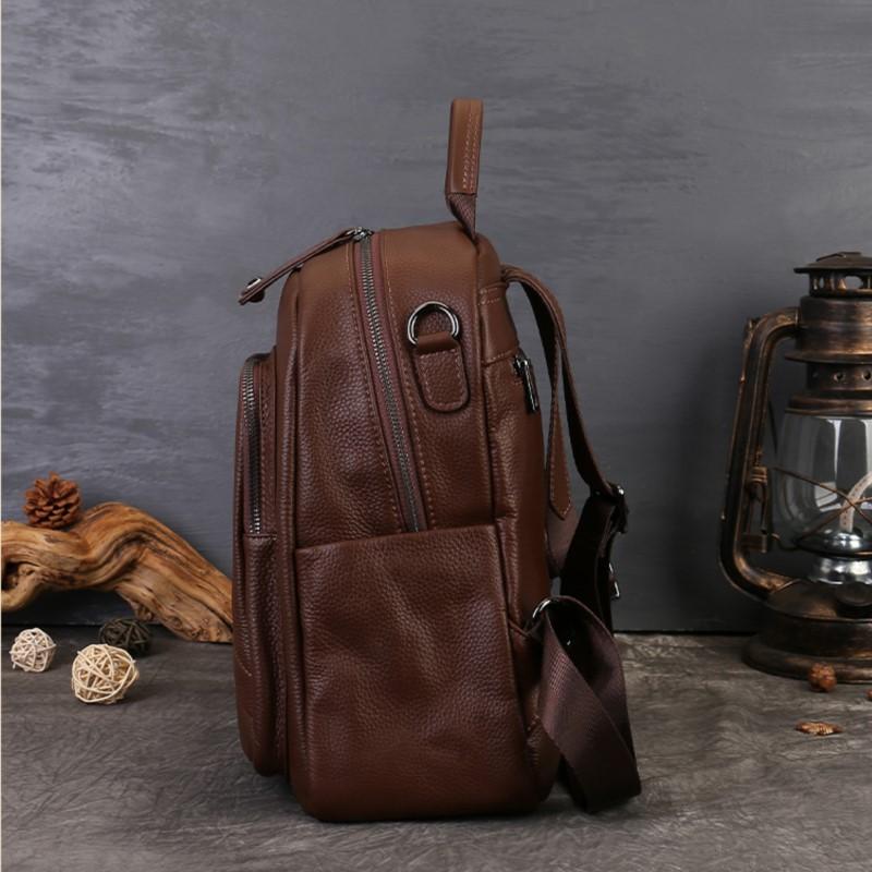 Johnature Unisex Backpack With High-end Texture And Large Capacity Commuting Genuine Leather Backpack