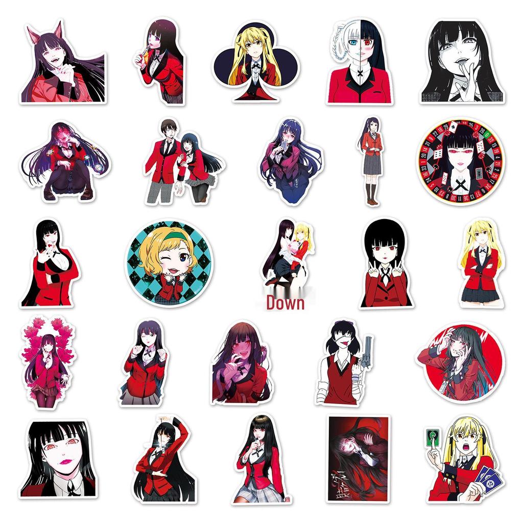 50 Japanese Anime Kakegurui Stickers for Notebook, Water Bottle, Suitcase, Car - Waterproof Cartoon Decor