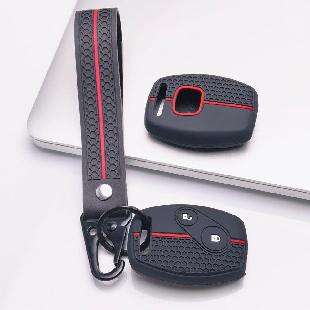 Premium Silicone Car Key Fob Cover For Honda Fit Civic Accord CRV HRV Jazz With Keychain Soft Silicone Car Interior Accessories Anti-Scratch