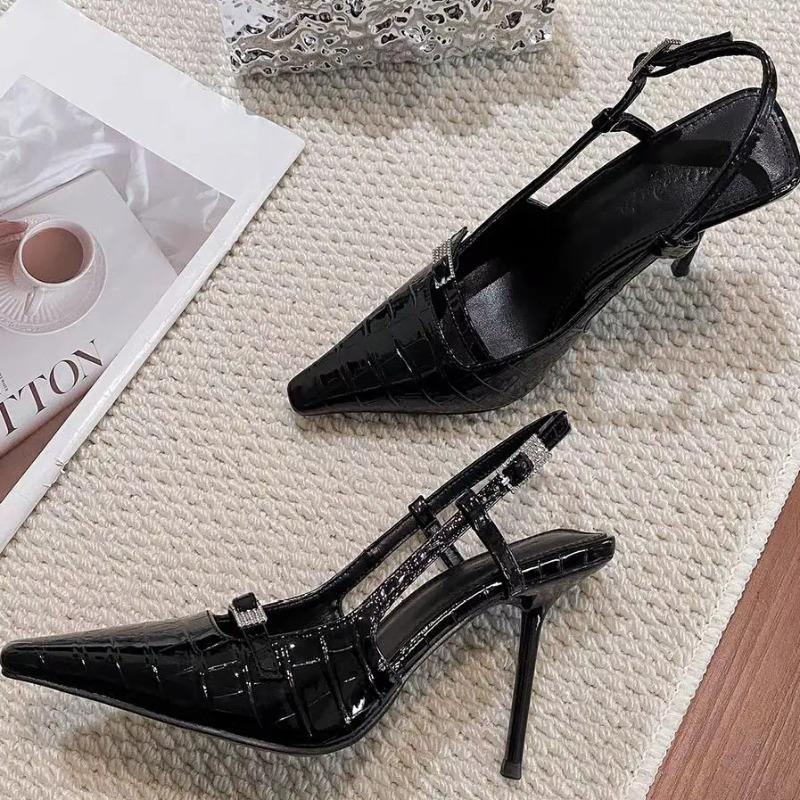 Open Toe Stiletto Sandals 2026 New Elegant and Fashion Women's Crocodile Strap High Heels