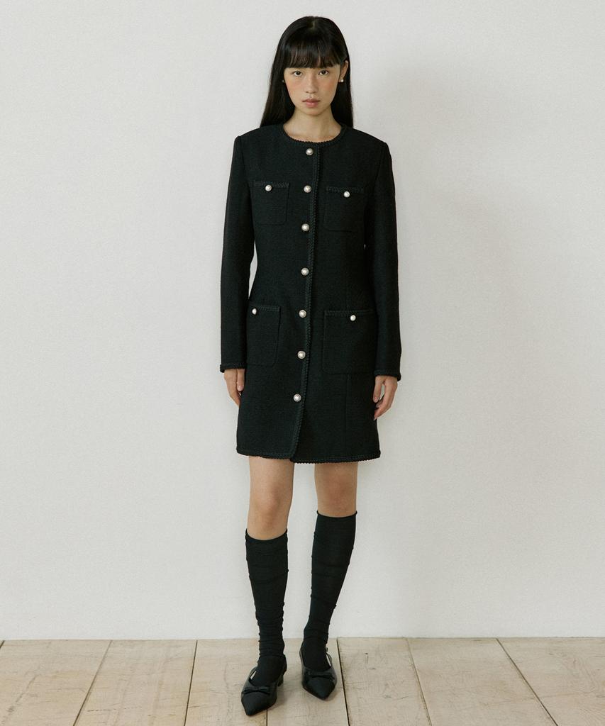 Lucirju Tweed Jacket One-Piece (Black)