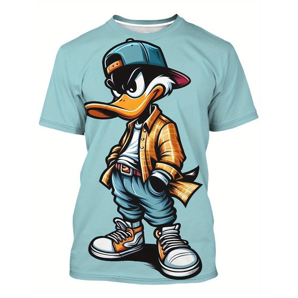 Funny Men's T Shirt Cartoon Duck Print Casual Short Sleeve Tops Tee Fashion T-shirts Outdoor Streetwear 2026 Hip Hop Clothing