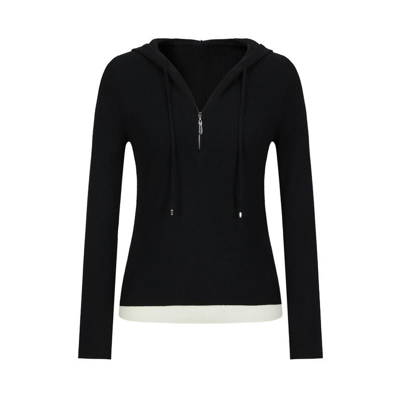 Women's Annacoco Color-block Faux Two-Piece Hooded Wool Knit Sweater