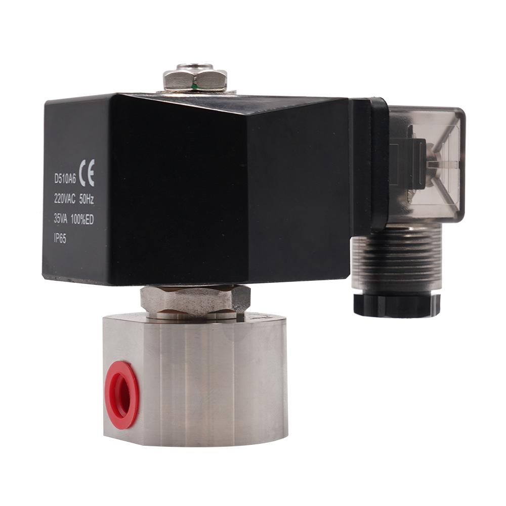 304 Stainless Steel 2 Way High Pressure Normally Closed Solenoid Valve G 1/4" 1/8" AC220V DC24V Orifice 1.2mm 200Bar 2mm 100Bar